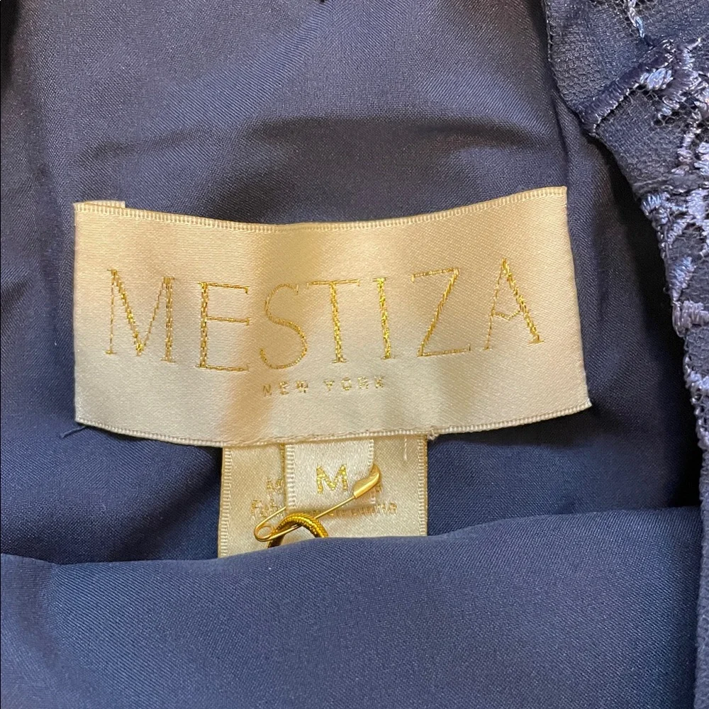 Mestiza New York The Flora A-Line Mini Dress Navy‎ Blue Long Flare Sleeve Med